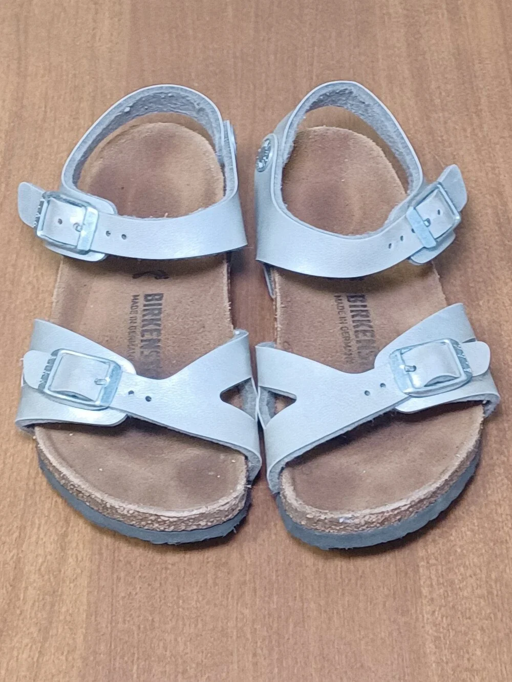 Birkenstock Rio Sandals Little Girl 8-8.5 (EU 26) Toddler/Kids Silver Birko Flor